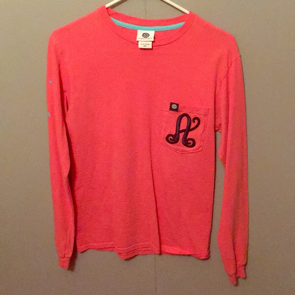 Small Simply Southern longsleeve with A on pocket
